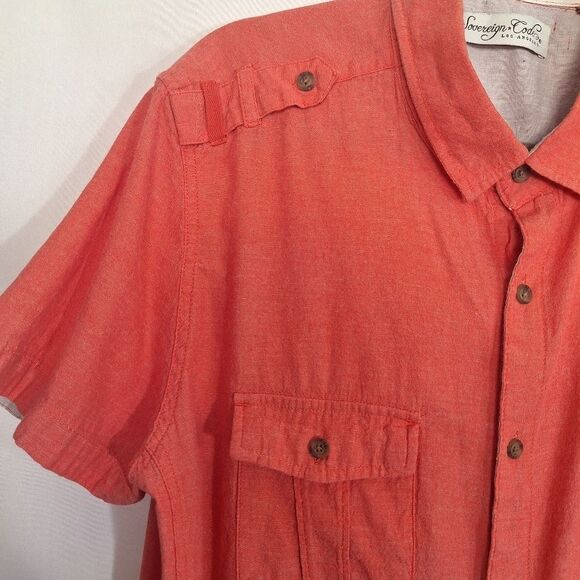 Sovereign Codes Men's Button Up Shirt Short Sleeve Red Classic Casual Large - Picture 3 of 9
